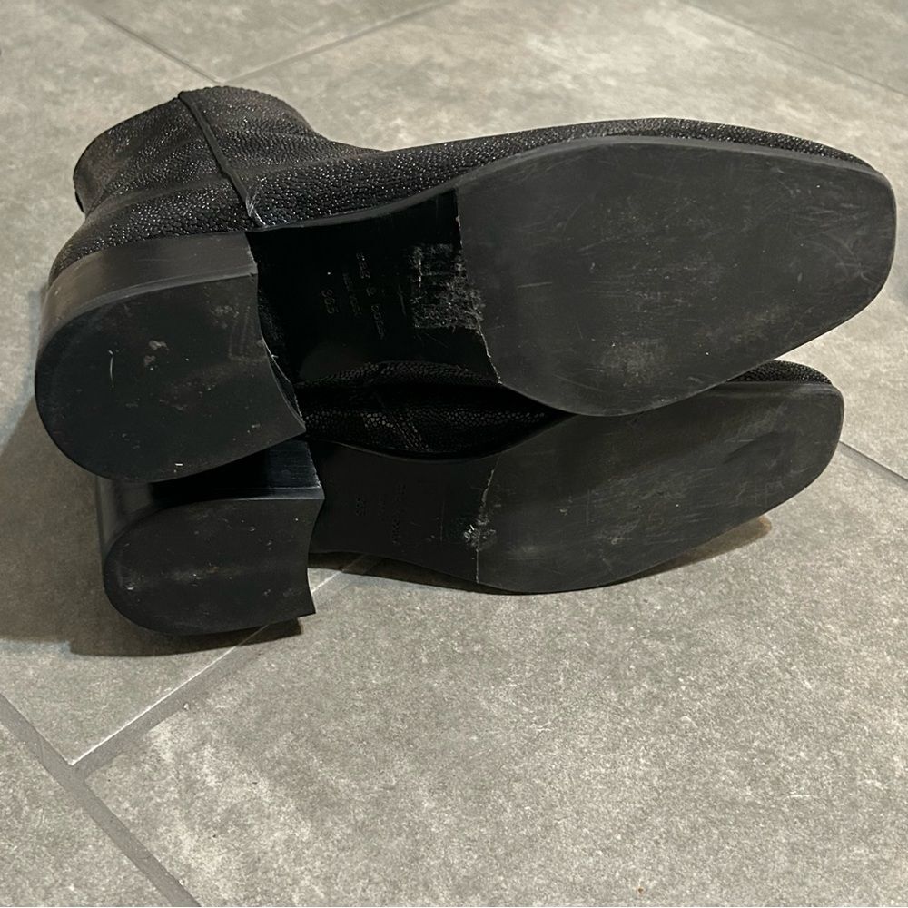 Rag & Bone Black Pebbled Leather Block Heel Mid Boots Women’s Shoe Size 6.5 - Picture 11 of 12